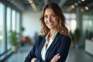 Femme d'affaires confiante dans un bureau moderne