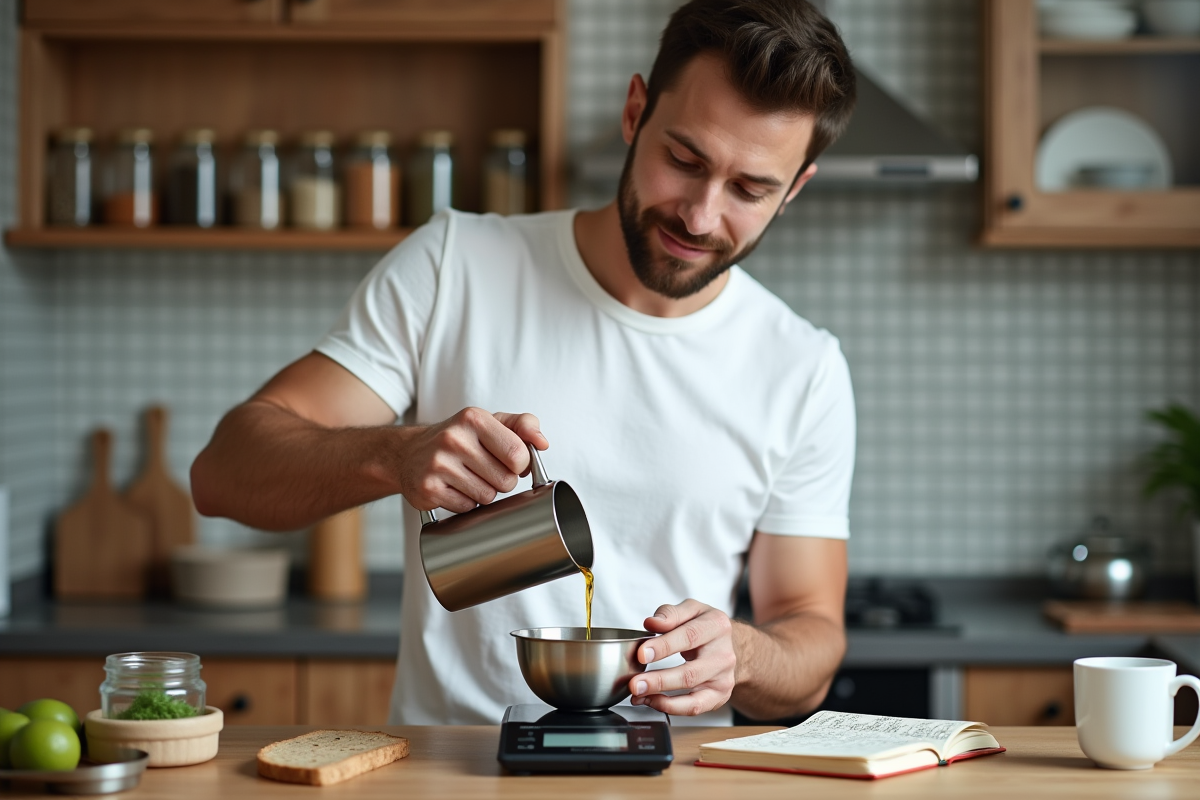 Jeune homme versant de l